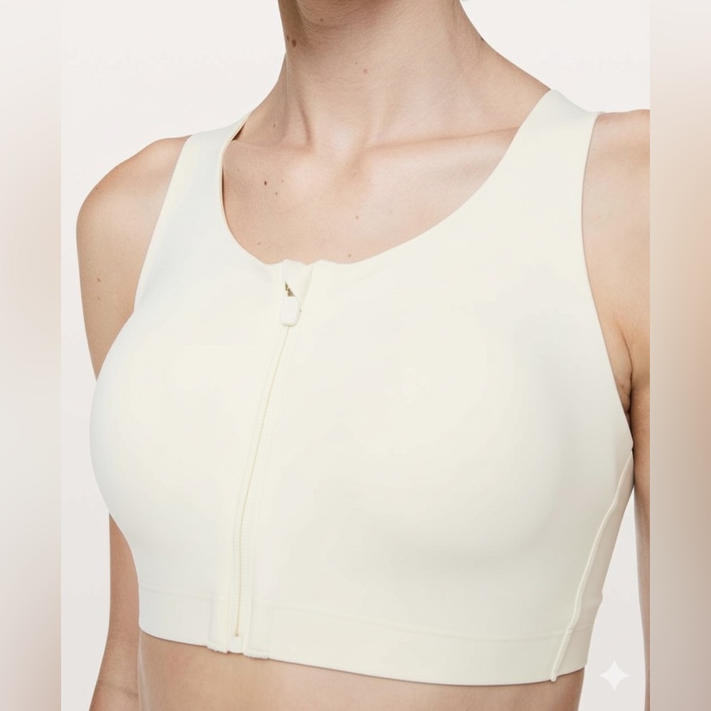 Lululemon Size 34C Enlite Bra Zip Front White Cream Running